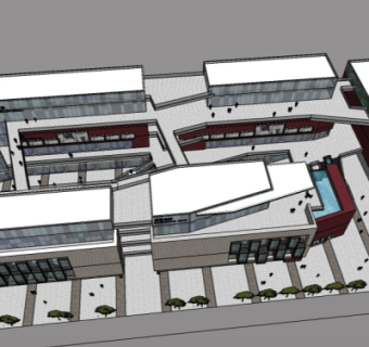 现代商业街su模型