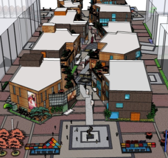 现代商业街su模型