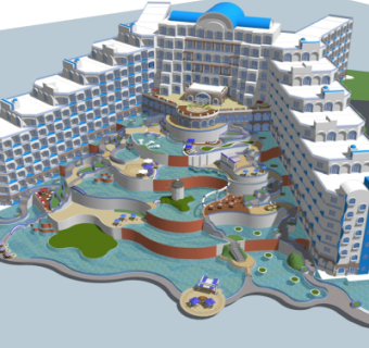 地中海度假酒店su模型