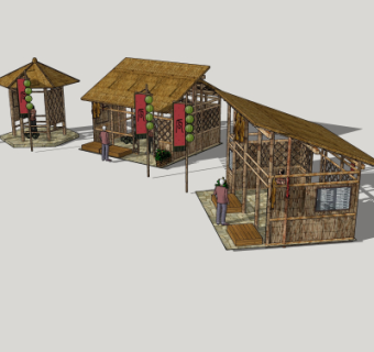 自然风凉亭房屋su模型