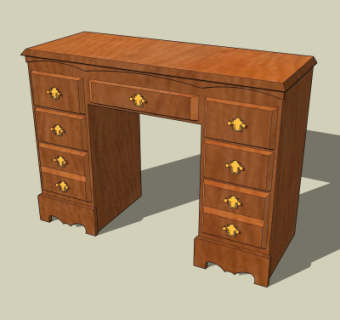 简欧实木书桌su模型