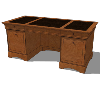 简欧实木书桌su模型