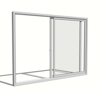 现代推拉窗su模型