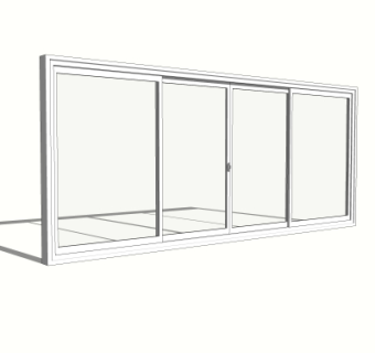 现代推拉窗su模型