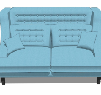 美式布艺双人沙发su模型