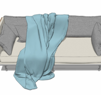 现代布艺双人沙发su模型