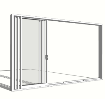 现代推拉窗su模型