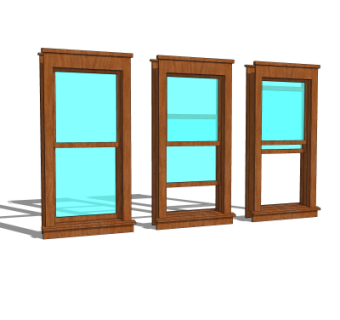 现代提拉窗su模型