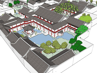 中式庭院建筑su模型