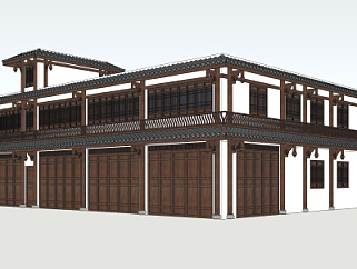 中式建筑外观su模型