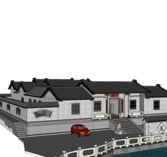 中式四合院su模型