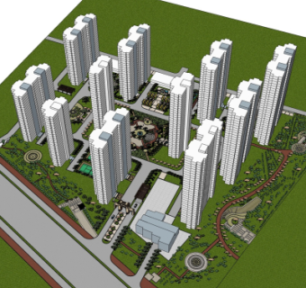 现代小区规划su模型