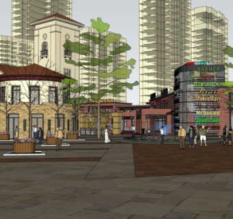 法式商业街su模型