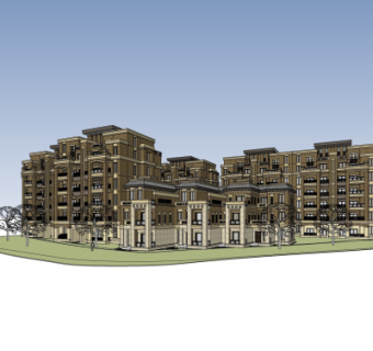 法式高层公寓楼su模型