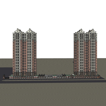 新古典高层公寓楼su模型