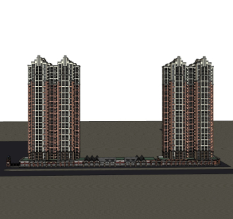新古典高层公寓楼su模型