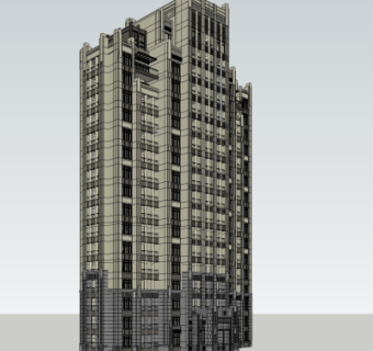 新古典高层公寓楼su模型