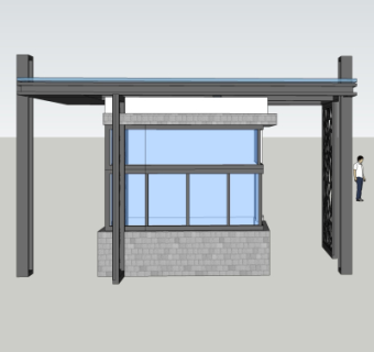 现代门卫室su模型