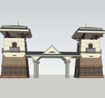 中式哨楼su模型