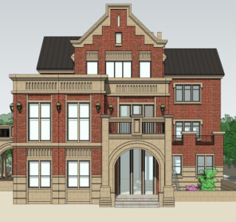 法式别墅外观su模型