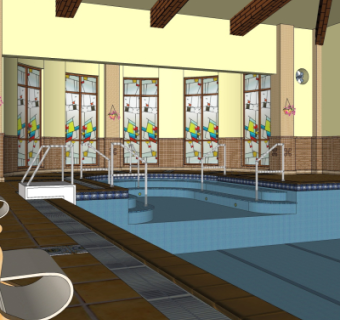 现代游泳馆su模型