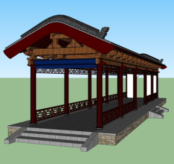 中式长廊免费su模型