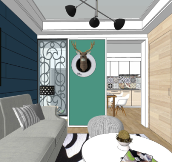 北欧客餐厅su模型