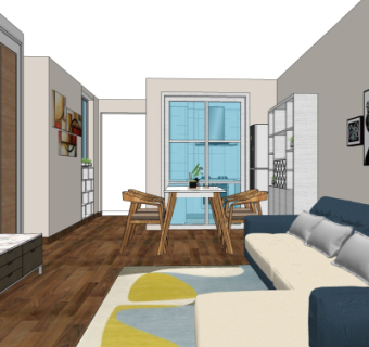 北欧客餐厅su模型