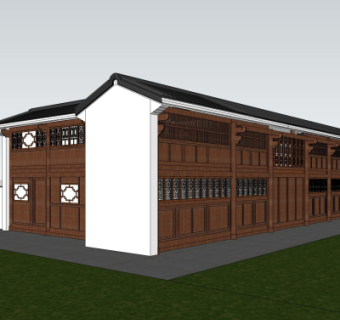 中式古建客栈su模型