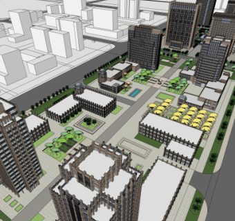 现代城市建筑外观su模型