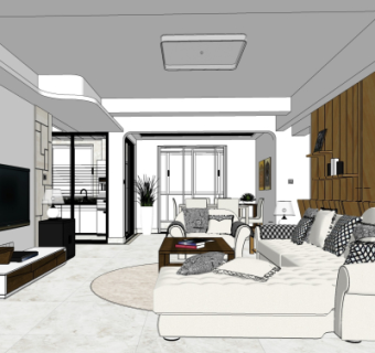 简欧客餐厅su模型