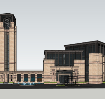 新古典办公楼su模型