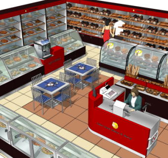 现代蛋糕店su模型