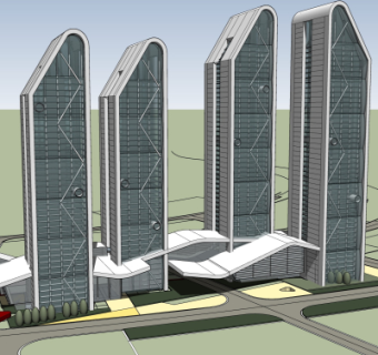现代办公楼建筑外观su模型
