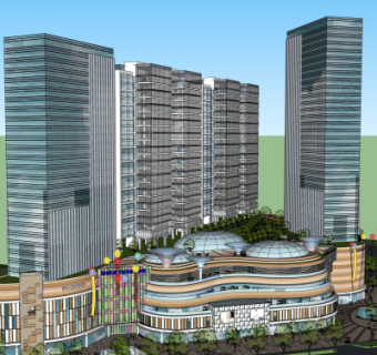 现代商住楼建筑外观su模型