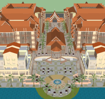 东南亚商业街su模型