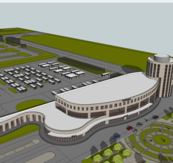 现代车站su模型