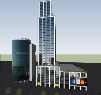 现代商业楼外观su模型