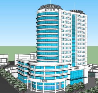 现代医院大楼外观su模型
