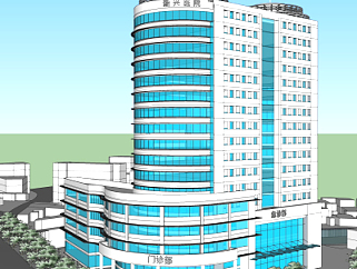 现代医院大楼外观su模型