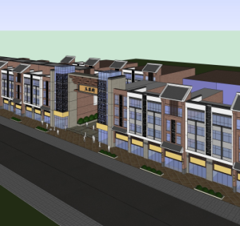 中式商业街su模型