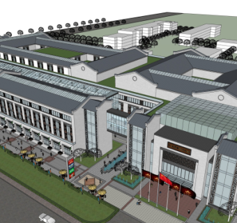 中式商业街su模型