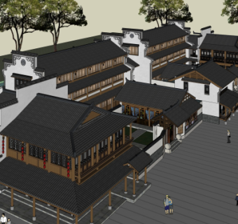 中式古建外观su模型