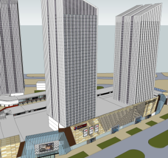 现代商业广场su模型