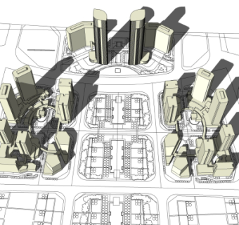 现代小区规划su模型