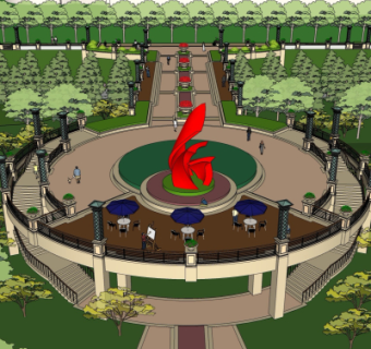 现代广场su模型