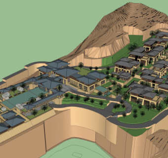 中式度假村规划su模型