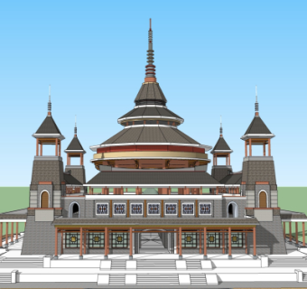 东南亚酒店su模型