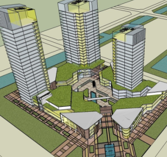 现代商业街su模型