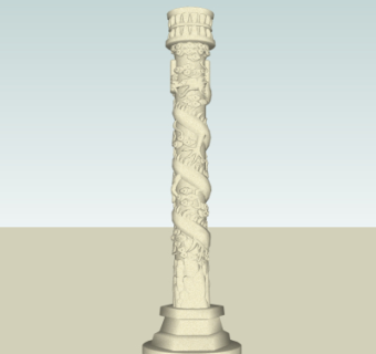 中式华表盘龙柱小品su模型